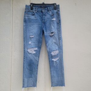 Lucky Brand Wmns Sienna Slim Boyfriend  relaxed fit raw hem printed jeans  2/26